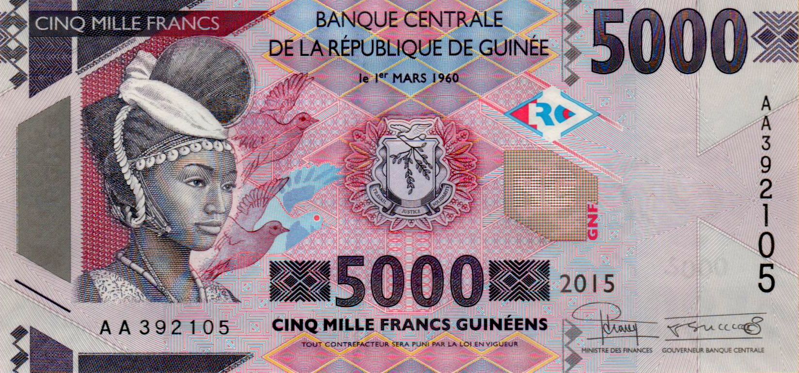 Guinea 5000 2015 UNC P-49